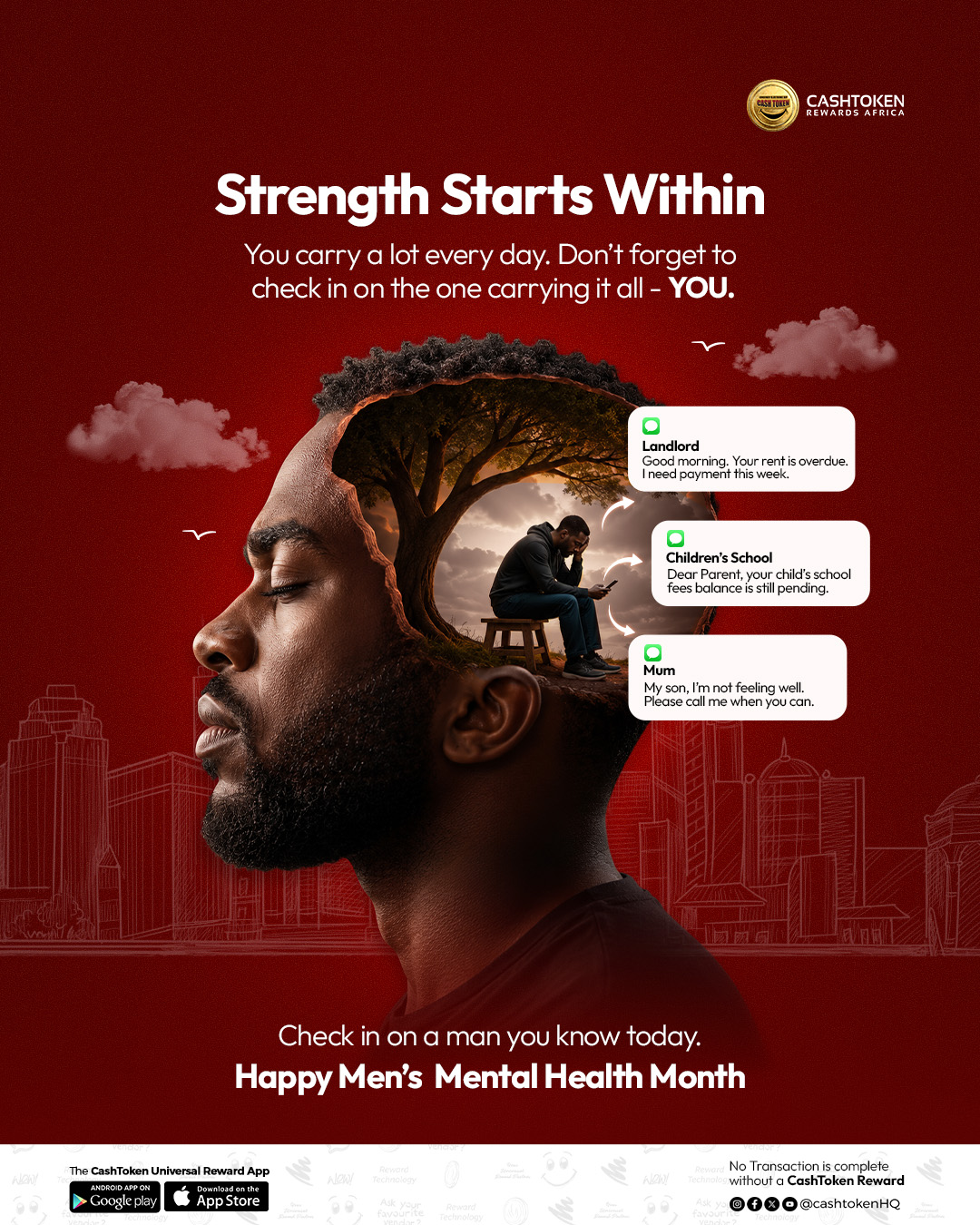 CashToken Rewards Africa — Men's Mental Health Month — Strength Starts Within