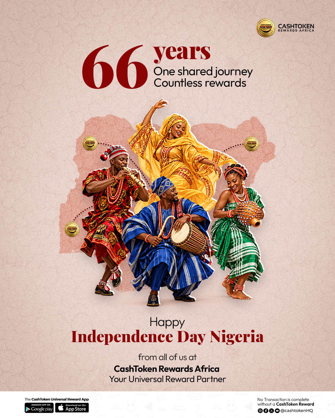 CashToken Rewards Africa — Independence Day — 66 years, one shared journey, countless rewards